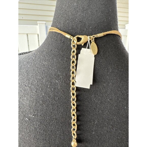 Chicos Pearl Cluster Pendant Gold Tone 17" Long Statement Necklace NEW - Picture 5 of 16